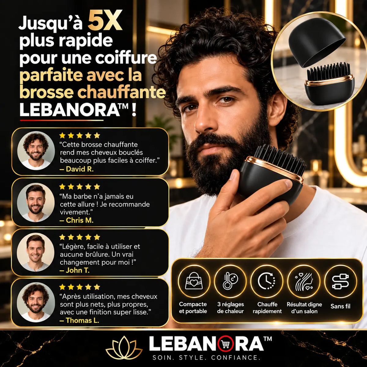 Lebanora™ Brosse Lissante Professionnelle